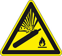 Warnschild Warnung vor Gasflaschen, ASR/ISO, Kunststoff, SL200mm