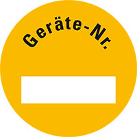 Inventaretikett Geräte-Nr.,gelb,Dokumentenfolie,selbstklebend,Ø 30mm,18/Bogen