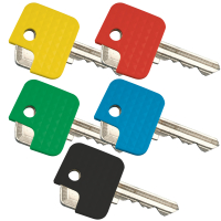 Schlüsselkennkappen, eckig, farbig sortiert, Kunststoff, 30x27mm, 25/VE